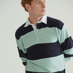 Sewn stripe long sleeve rugby shirt