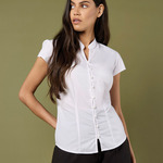Tailored Fit Cap Sleeve Mandarin Collar Blouse