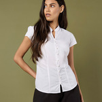 Women's continental blouse mandarin collar cap sleeve (tailored fit)