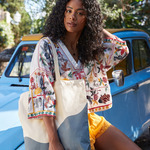 Wave Print Maxi Tote