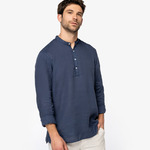 Spasso Washed Mao Collar Shirt