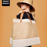 Adley jute with faux leather tote