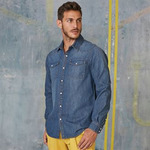 Men's long-sleeved denim shirt