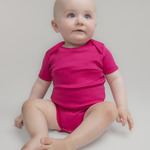 Short-sleeved bodysuit with envelope neck opening