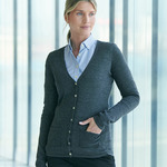 Henbury Ladies Cotton Acrylic V Neck Cardigan