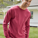 Unisex Garment-Dyed Long Sleeve T-Shirt With a Pocket