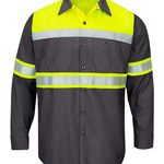 Men's Tall Hi-Visibility Colorblock Ripstop Long Sleeve Work Shirt