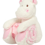 Mumbles Hippo with Printed Fleece Blanket