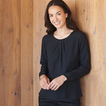 Women's pleat front long sleeve blouse