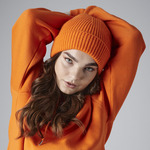 Engineered knit ribbed beanie