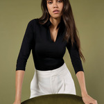 Womens Regular Fit Mandarin Collar Top