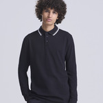 AWDis Long Sleeve Tipped 100 Polo Shirt