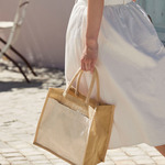 Cotton Pocket Natural Starched Jute Midi Tote